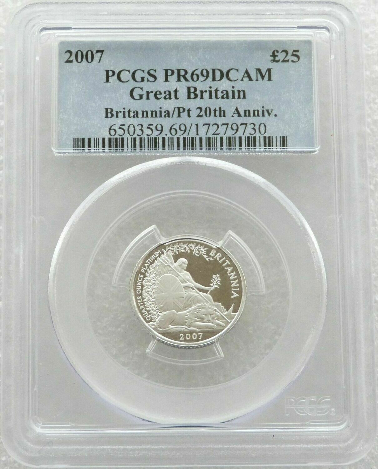 2007 Britannia £25 Platinum Proof 1/4oz Coin PCGS PR69 DCAM
