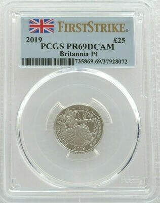 2019 Britannia £25 Platinum Proof 1/4oz Coin PCGS PR69 DCAM First Strike - Mintage 168