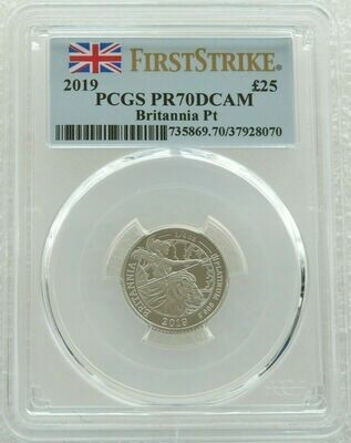 2019 Britannia £25 Platinum Proof 1/4oz Coin PCGS PR70 DCAM First Strike - Mintage 168