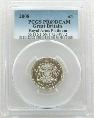 2008 Royal Arms £1 Platinum Proof Coin PCGS PR69 DCAM