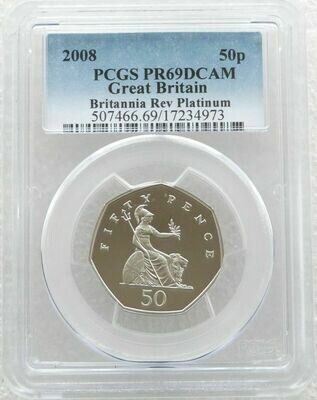 2008 Britannia 50p Platinum Proof Coin PCGS PR69 DCAM