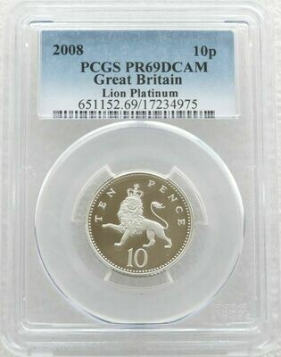 2008 Crowned Lion Passant 10p Platinum Proof Coin PCGS PR69 DCAM