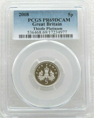 2008 Scottish Thistle 5p Platinum Proof Coin PCGS PR69 DCAM