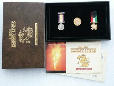 1996 Behind Enemy Lines Gulf War Full Sovereign Gold Coin Medal Set Box Coa