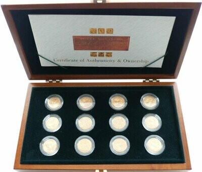 2004 Three Monarchs Mint Mark Full Sovereign Gold 12 Coin Set Box Coa