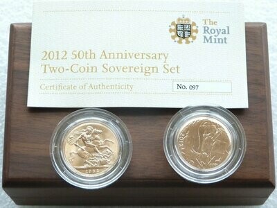 2012 Diamond Jubilee Full Sovereign Gold 2 Coin Set Box Coa - Mintage 100