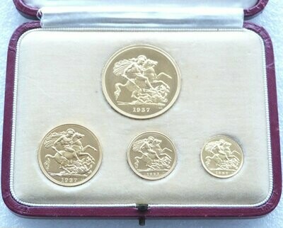 1937 George VI Coronation Sovereign Gold Proof 4 Coin Set Boxed