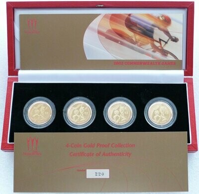 2002 Commonwealth Games £2 Gold Proof 4 Coin Set Box Coa