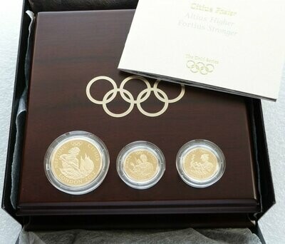 2010 London Olympic Games Faster Gold Proof 3 Coin Set Box Coa