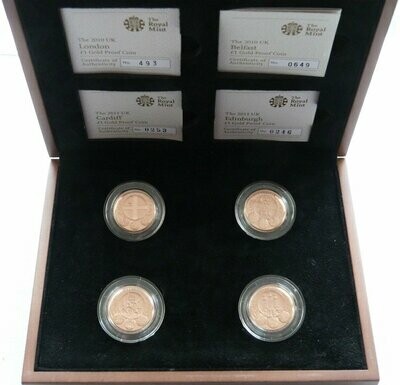2011 - 2010 Capital Cities of the UK £1 Gold Proof 4 Coin Set Box Coa
