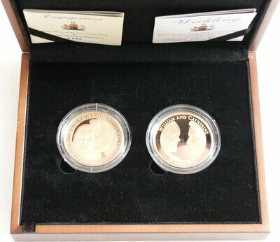 2011 - 2010 Royal Wedding Royal Engagement William and Kate £5 Gold Proof 2 Coin Set Box Coa