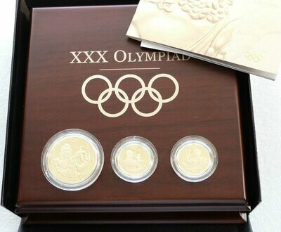 2011 London Olympic Games Higher Gold Proof 3 Coin Set Box Coa