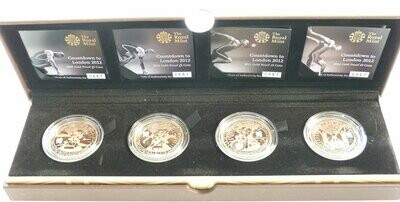 2012 - 2009 London Olympic Games Countdown £5 Gold Proof 4 Coin Set Box Coa