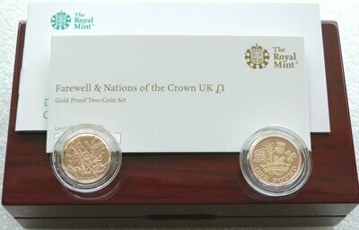 2017 - 2016 Farewell and Nations of the Crown £1 Gold Proof 2 Coin Set Box Coa