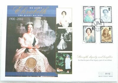 2002 Queen Mother Memorial Golden Jubilee Full Sovereign Gold Coin First Day Cover