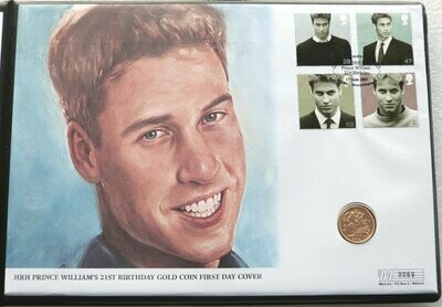 2003 Prince William 21st Birthday Full Sovereign Gold Proof Coin First Day Cover