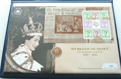 2003 Coronation Jubilee Full Sovereign Gold Proof Coin First Day Cover