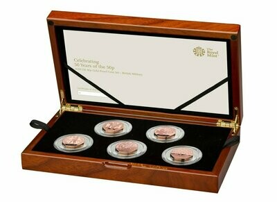 2019 British Military 50p Gold Proof 5 Coin Set Box Coa