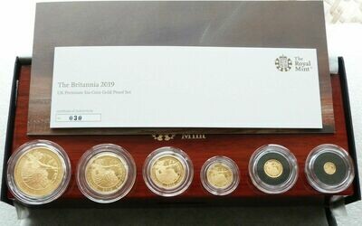 2019 Britannia Premium Gold Proof 6 Coin Set Box Coa - Mintage 150