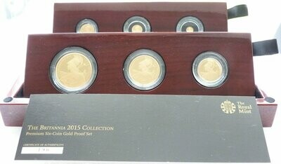 2015 Britannia Premium Gold Proof 6 Coin Set Box Coa - Mintage 138