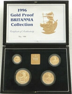 1996 Britannia Gold Proof 4 Coin Set Box Coa - Mintage 483