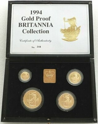 1994 Britannia Gold Proof 4 Coin Set Box Coa - Mintage 435
