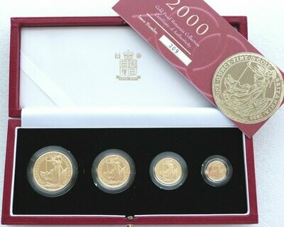 2000 Britannia Gold Proof 4 Coin Set Box Coa