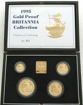 1995 Britannia Gold Proof 4 Coin Set Box Coa - Mintage 500