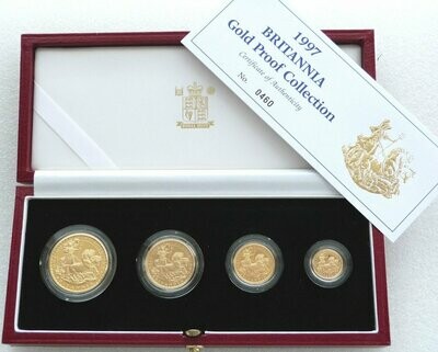 1997 Britannia Gold Proof 4 Coin Set Box Coa - Mintage 892
