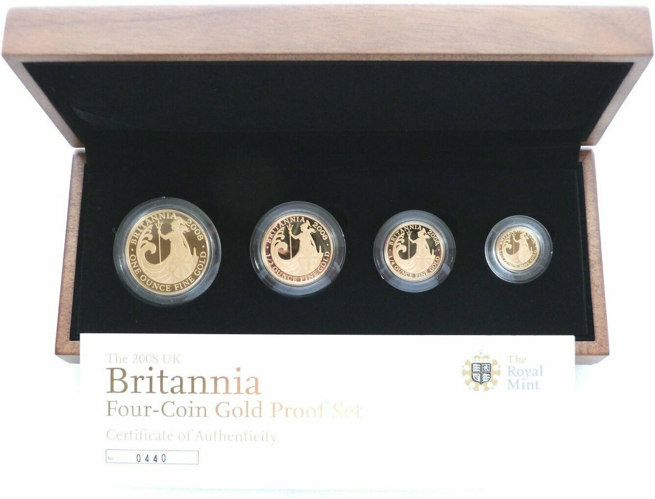 2008 Britannia Gold Proof 4 Coin Set Box Coa