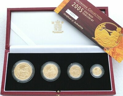 2005 Britannia Gold Proof 4 Coin Set Box Coa Cert 001