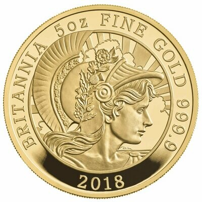 2018 Britannia £500 Gold Proof 5oz Coin Box Coa - Mintage 64