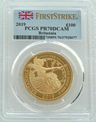 2019 Britannia £100 Gold Proof 1oz Coin PCGS PR70 DCAM First Strike - Mintage 150