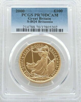 2000 Britannia £100 Gold Proof 1oz Coin PCGS PR70 DCAM - Mintage 750