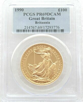 1990 Britannia £100 Gold Proof 1oz Coin PCGS PR69 DCAM