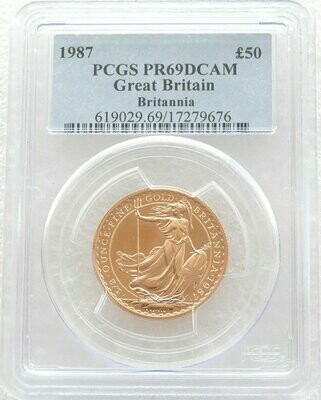 1987 Britannia £50 Gold Proof 1/2oz Coin PCGS PR69 DCAM