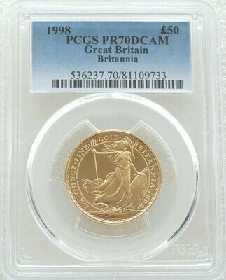 1998 Britannia £50 Gold Proof 1/2oz Coin PCGS PR70 DCAM