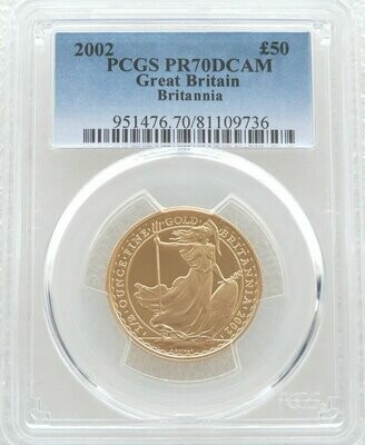 2002 Britannia £50 Gold Proof 1/2oz Coin PCGS PR70 DCAM