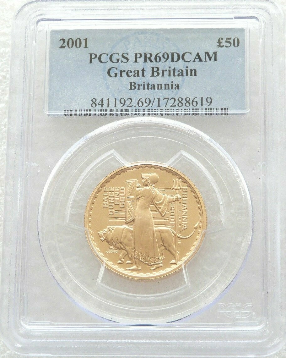 2001 Britannia £50 Gold Proof 1/2oz Coin PCGS PR69 DCAM