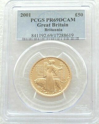 2001 Britannia £50 Gold Proof 1/2oz Coin PCGS PR69 DCAM