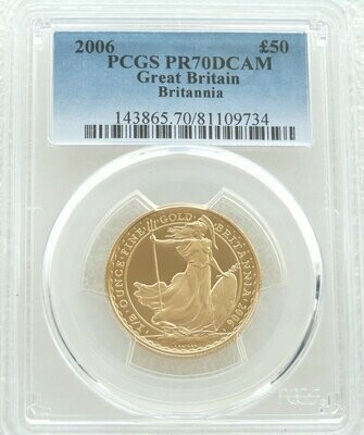 2006 Britannia £50 Gold Proof 1/2oz Coin PCGS PR70 DCAM