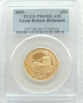 2005 Britannia £50 Gold Proof 1/2oz Coin PCGS PR69 DCAM