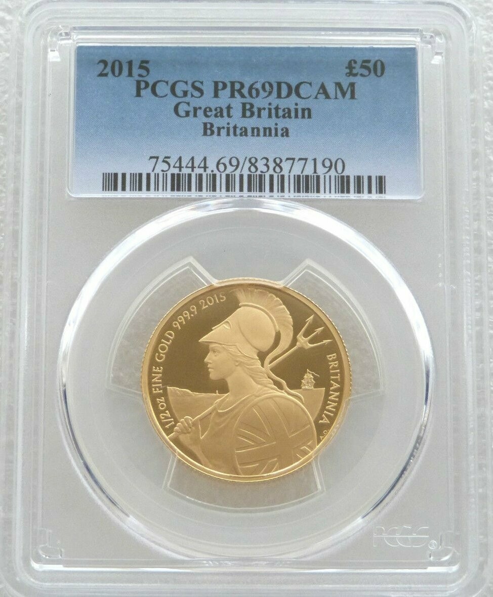 2015 Britannia £50 Gold Proof 1/2oz Coin PCGS PR69 DCAM - Mintage 237