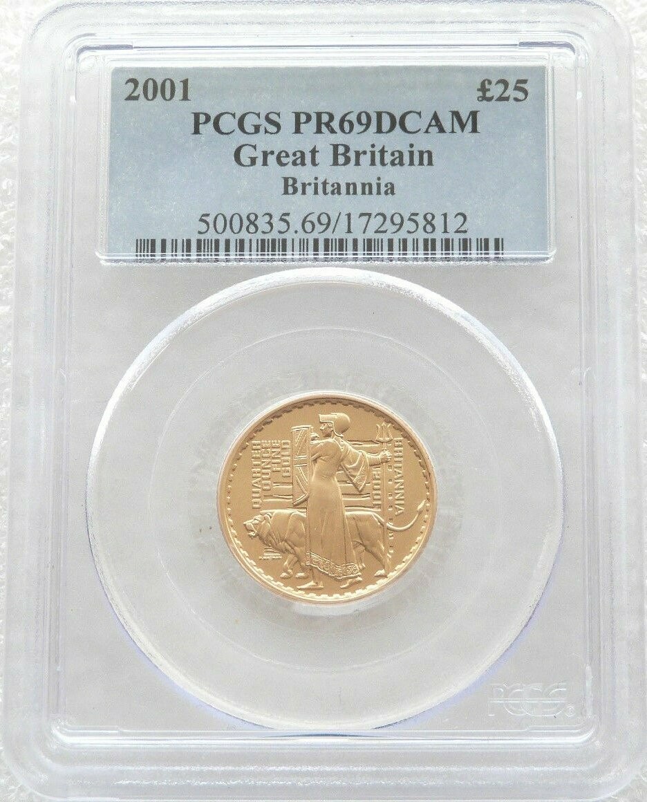 2001 Britannia £25 Gold Proof 1/4oz Coin PCGS PR69 DCAM