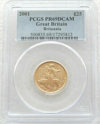 2001 Britannia £25 Gold Proof 1/4oz Coin PCGS PR69 DCAM