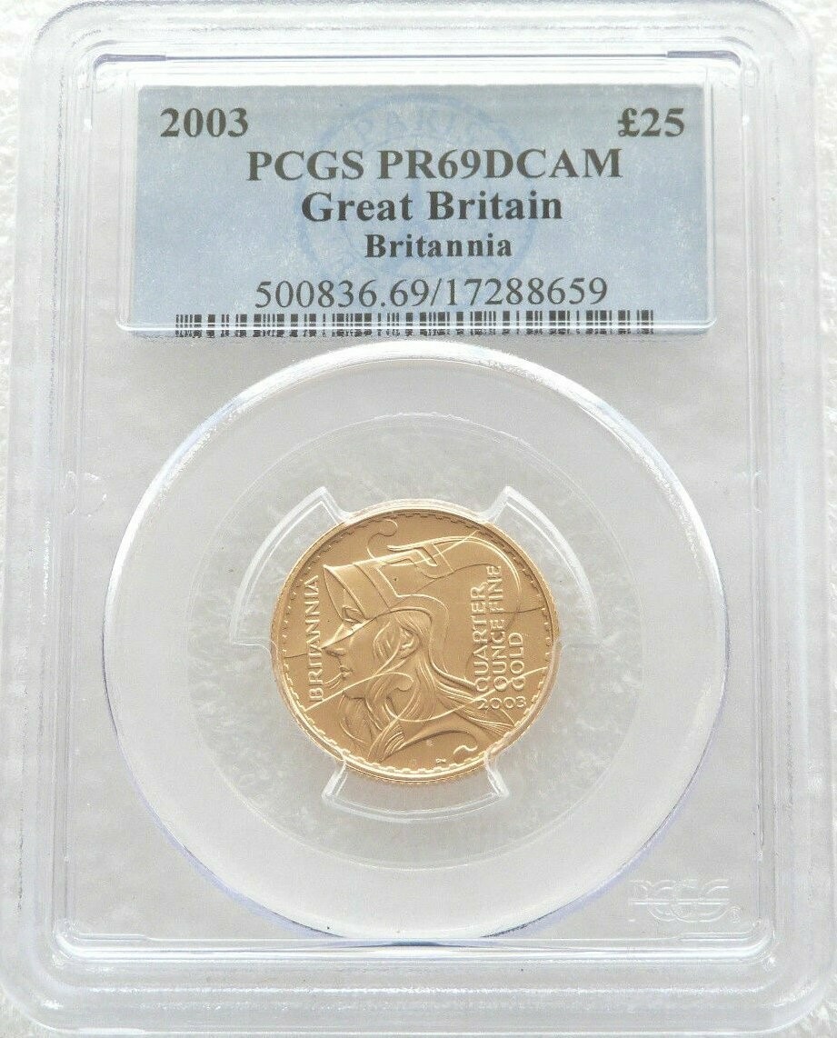 2003 Britannia £25 Gold Proof 1/4oz Coin PCGS PR69 DCAM