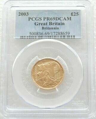 2003 Britannia £25 Gold Proof 1/4oz Coin PCGS PR69 DCAM