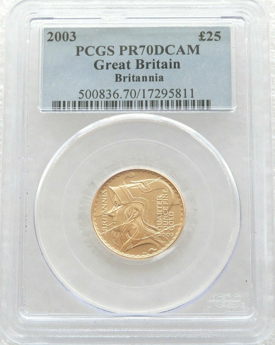 2003 Britannia £25 Gold Proof 1/4oz Coin PCGS PR70 DCAM