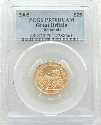 2005 Britannia £25 Gold Proof 1/4oz Coin PCGS PR70 DCAM