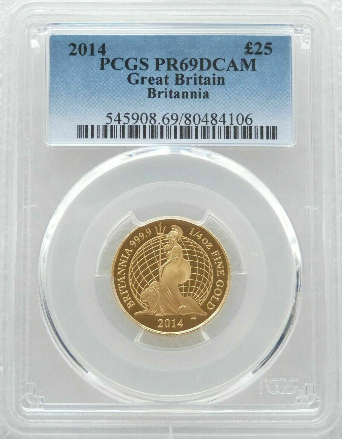 2014 Britannia £25 Gold Proof 1/4oz Coin PCGS PR69 DCAM